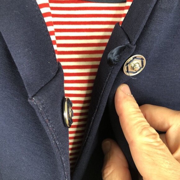 Anna Seravalli Jacket Womens Small US 40 Italy Navy Blue Red Sailor East Coast - Picture 13 of 16